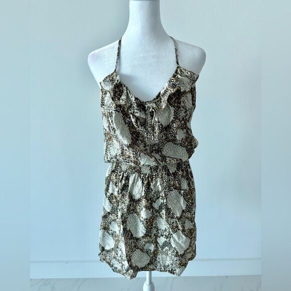 Parker Ruffle Racerback Mini Dress Sz Large - Picture 2 of 6